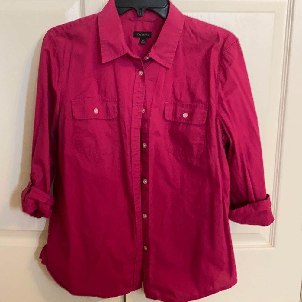 Talbots long sleeve button down, size 12, pink